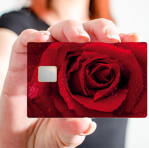 Red rose - credit card sticker, 2 credit card sizes available