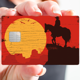 Cowboy at sunset - credit card sticker, 2 credit card sizes available