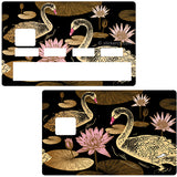 Swans and Lotus- credit card sticker, 2 credit card formats available