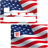 American flag in the wind - credit card sticker, 2 credit card formats available
