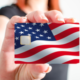 American flag in the wind - credit card sticker, 2 credit card formats available