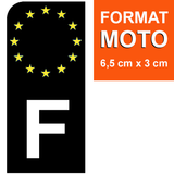 Stickers pour plaque d'immatriculation AUTO ou MOTO, bleu ou noir- France,