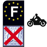 NON au contrôle technique moto, bleu ou noir, Sticker pour plaque d'immatriculation