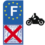 NON au contrôle technique moto, bleu ou noir, Sticker pour plaque d'immatriculation