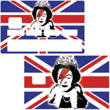 Queen Elisabeth Vs Bowie in england - bank card sticker