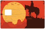 Cowboy at sunset - credit card sticker, 2 credit card sizes available