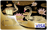 Swans and Lotus- credit card sticker, 2 credit card formats available