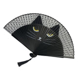 Bamboo and silk hand fan, Cats