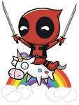 Sticker, Baby on board! Tribute to Deadpool on his cow (fanart)