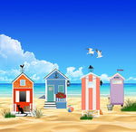 Sticker for a letter, Beach huts