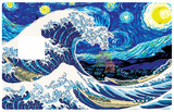 The Wave of Kanagawa Vs the starry night - credit card sticker, 2 credit card sizes available