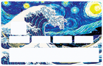 The Wave of Kanagawa Vs the starry night - credit card sticker, 2 credit card sizes available